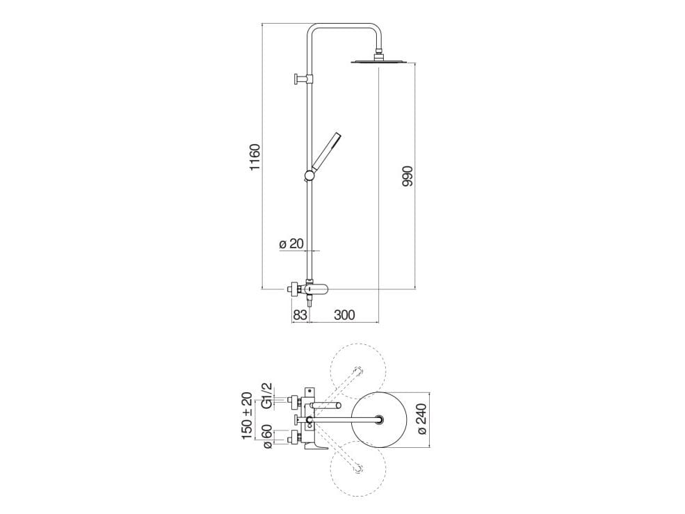 Настенная душевая колонна с душем Nobili Yoyo ARCH-00079006 - Вид №3