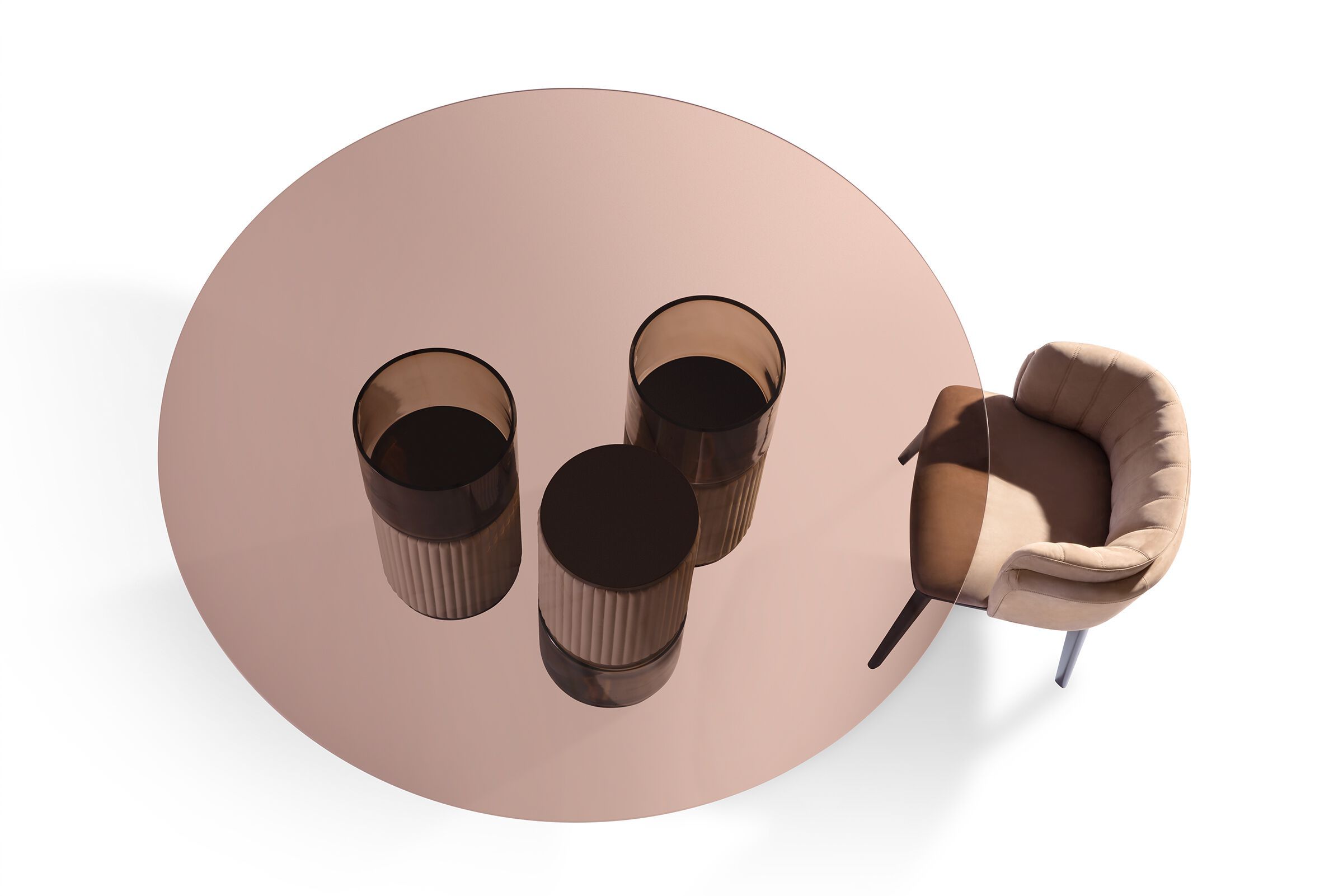 Круглый стол со стеклянной столешницей с кожаными и стеклянными основаниями Carpanese Home Identity ARCH-00046200 - Вид №2