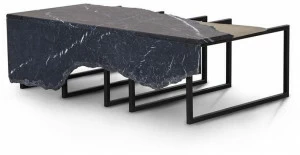 Greenapple Журнальный столик из мрамора black marquina и латуни Perfect raw G702420
