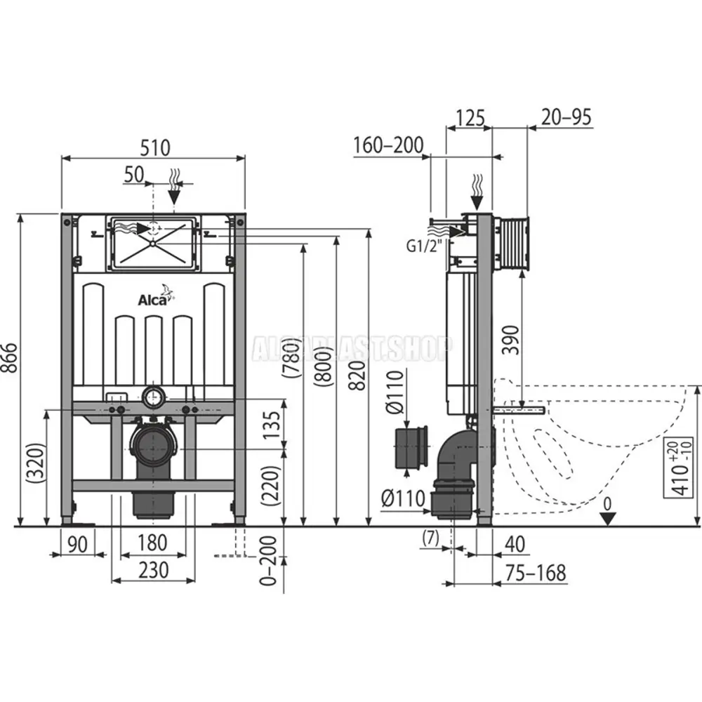 Инсталляция для унитаза ALCADRAIN Am101/850-0001