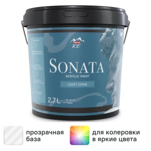 Краска для стен и потолков Parade Sonata Light Shine моющаяся полуматовая прозрачная база С 2.7 л 84871725 STLM-2005096