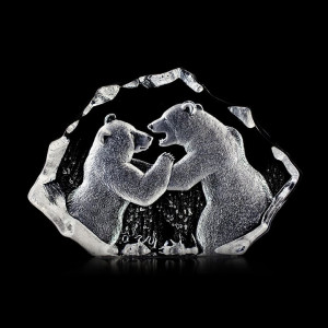 13306 Скульптура из прозрачного хрусталя "Медведи", 320/220 мм Maleras