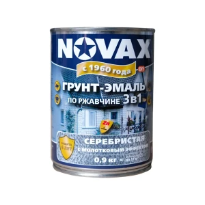 91693038 Грунт-эмаль 3 в 1 по металлу Novax молотковая цвет серебристый 0.9 кг STLM-1402589