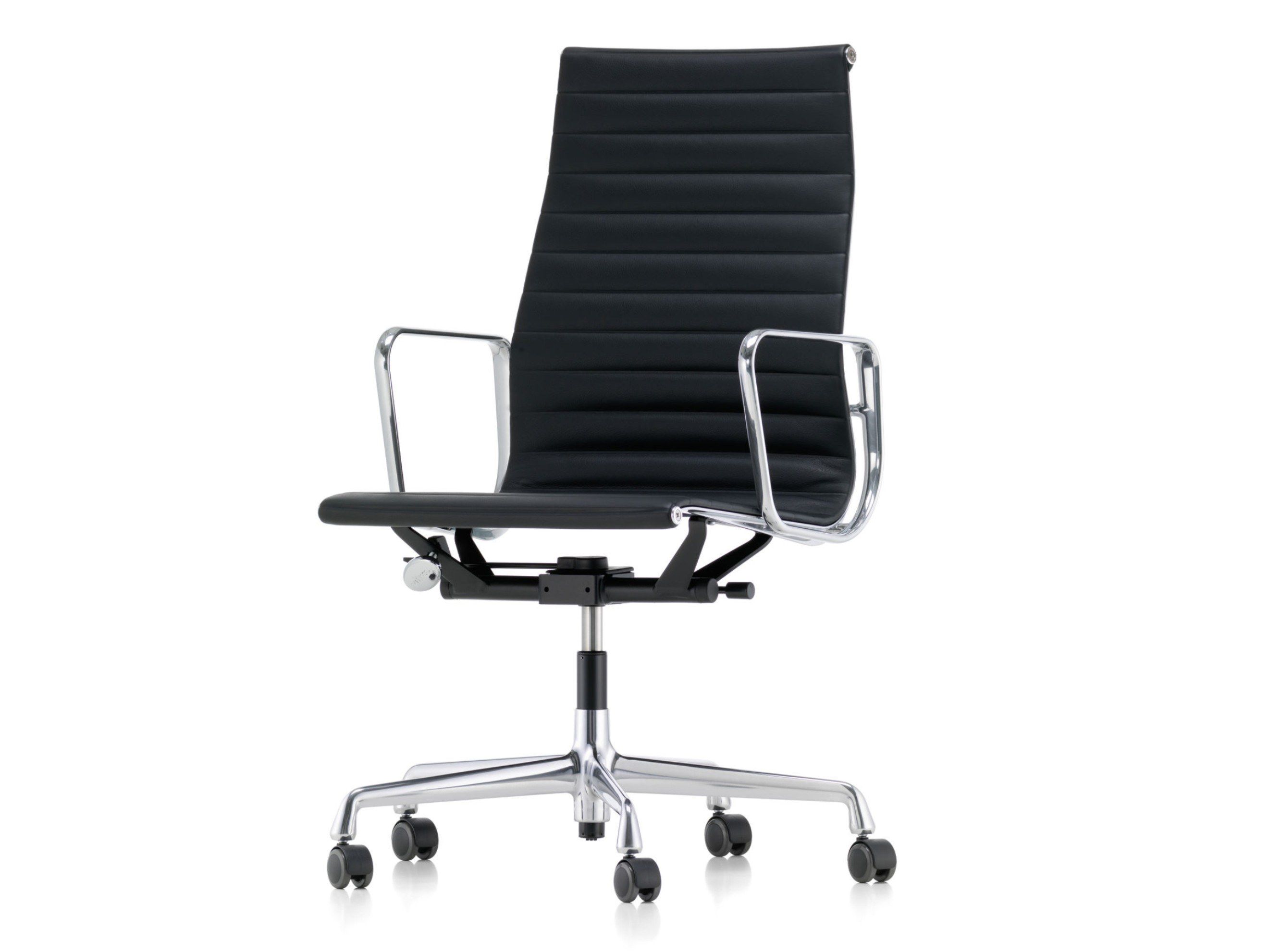 Кожаный поворотный операционный офисный стул с подлокотниками VITRA Eames Aluminium Group ARCH-00077414