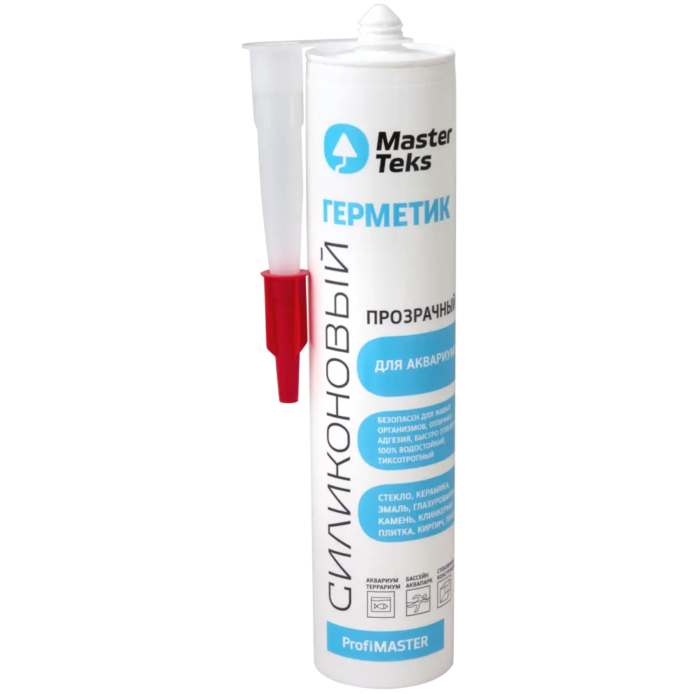 Герметик силиконовый Masterteks для аквариумов прозрачный 290 мл уксусный STLM-2036342