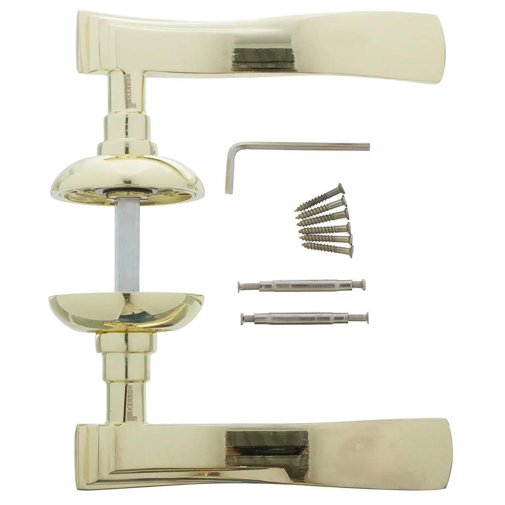 Ручки дверные на розетке Kerron DR7180, ЦАМ, цвет глянцевое золото STLM-2037463 - Вид №2