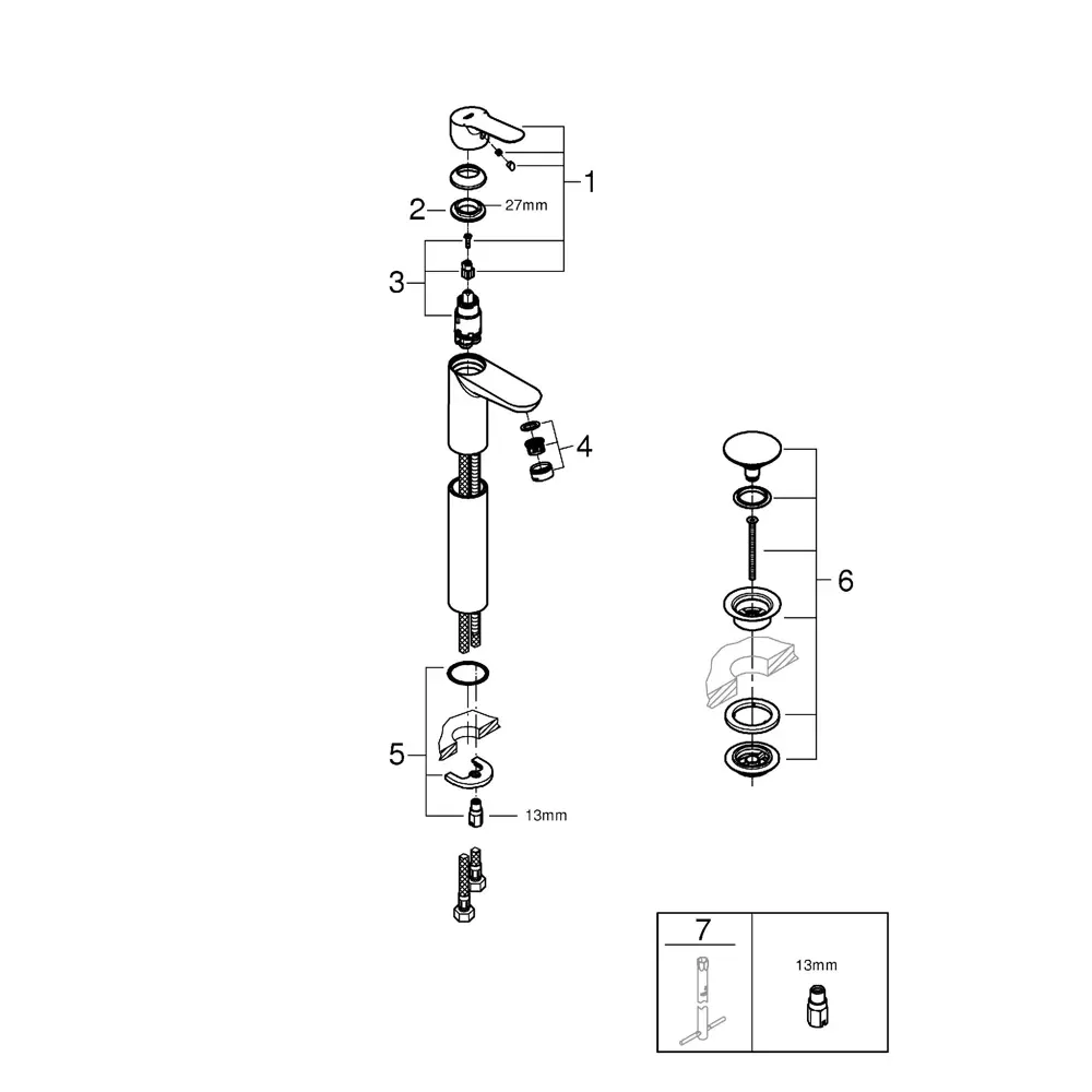 Смеситель для раковины Grohe Startclova XL однорычажный цвет хром Start Clova STLM-2133126 - Вид №6