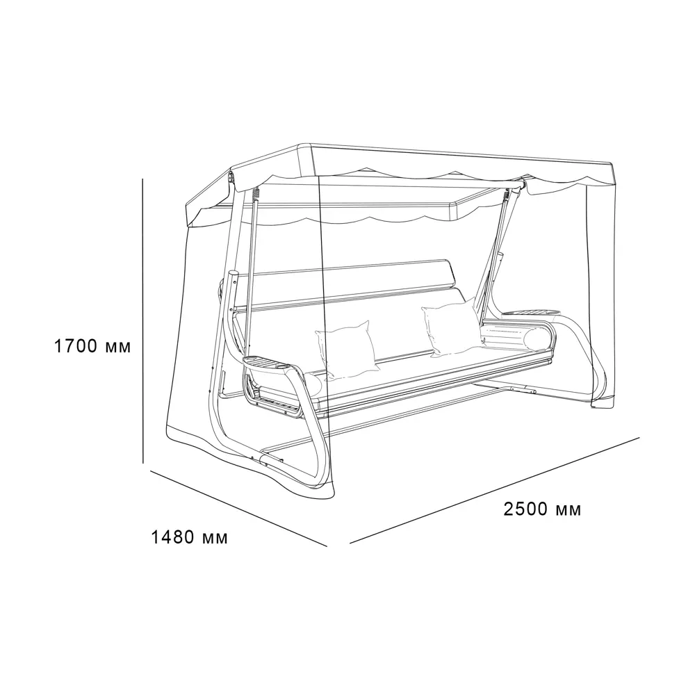 Качели садовые Greengard Сиена 3-х местные серый STLM-2026277 - Вид №4