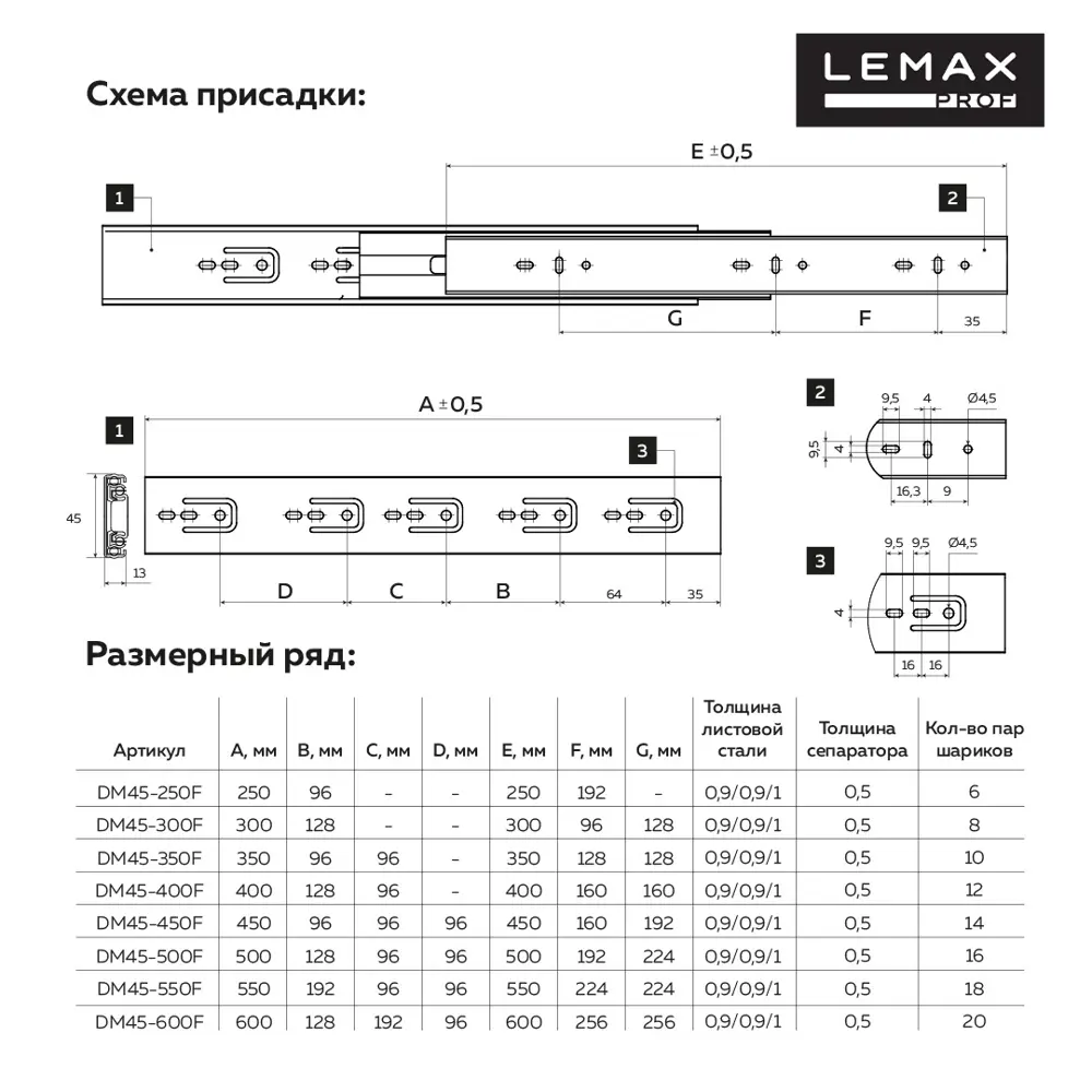 Направляющие Lemax Prof для плавного хода ящиков 350 мм 89407822 STLM-1566936 - Вид №1