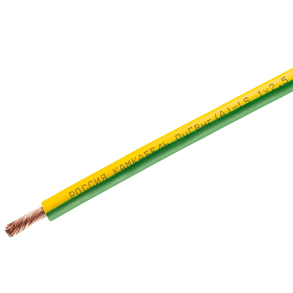 Провод Камкабель ПуГВнг(А)-LS 1x2.5 цвет зелено-желтый 200 м на отрез STLM-2089287