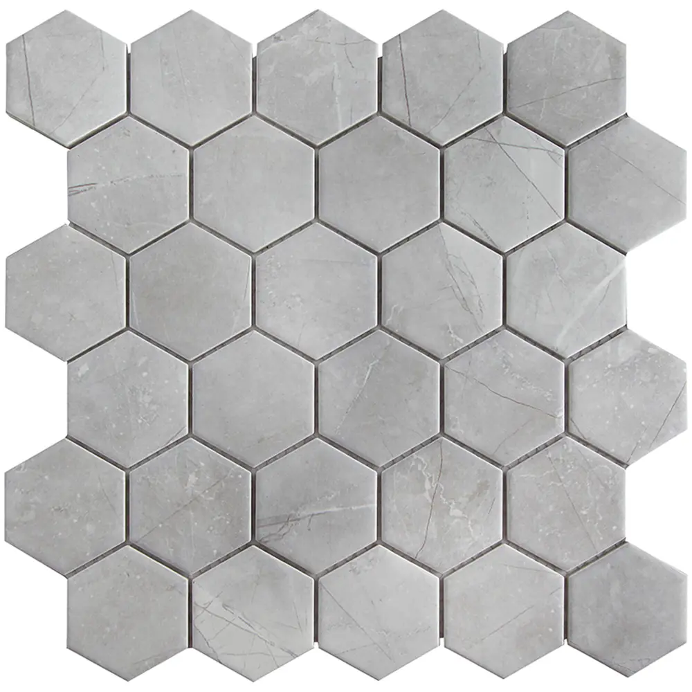 Мозаика керамическая Smart Mosaic Homework Hexagon Marblegrey Мат 27.1x28.2 см цвет серый STLM-2030911 - Вид №2