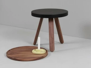Woodendot Круглый журнальный столик из орехового дерева с подносом
