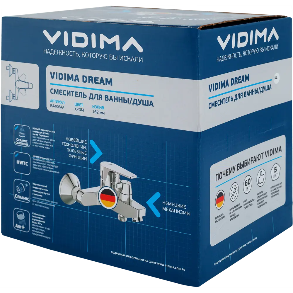 Смеситель для ванны и душа Vidima Dream BA406AA однорычажный цвет хром STLM-2067749 - Вид №3