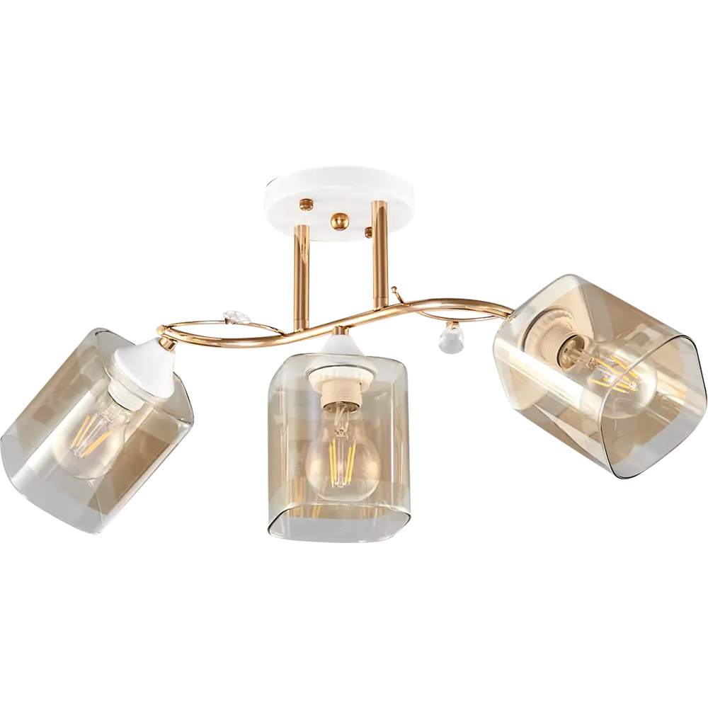 Люстра потолочная Тетро 3 лампы 15 м² цвет шампань De Markt STLM-2051818