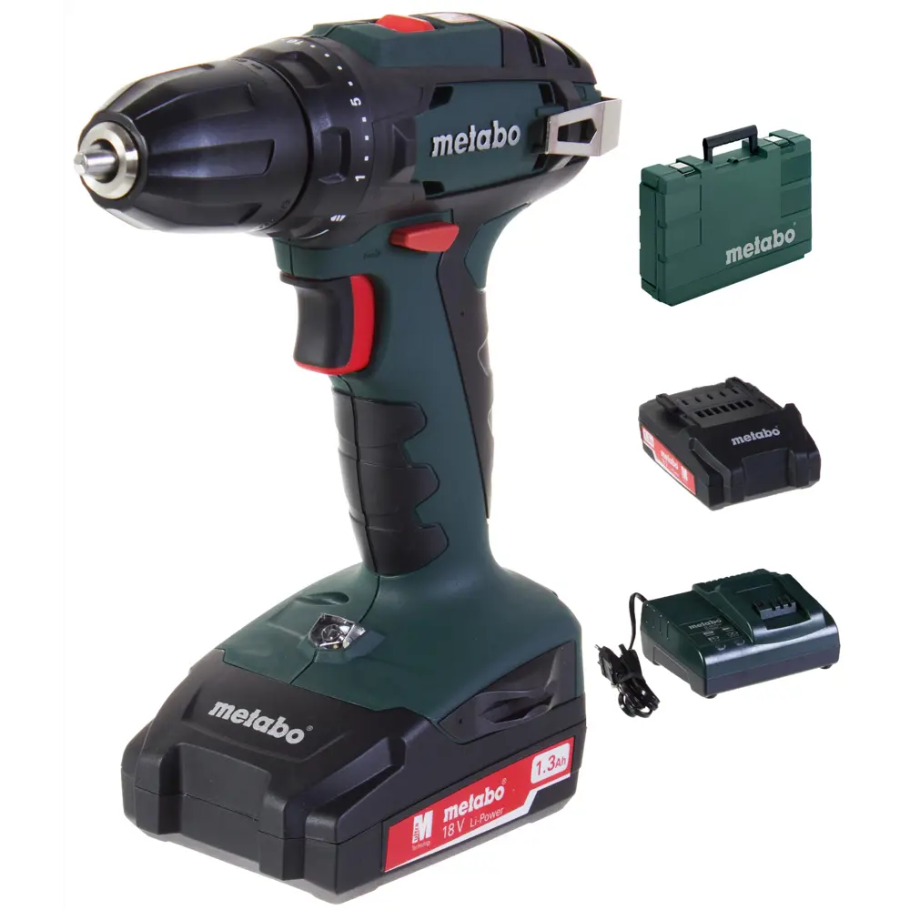 Дрель-шуруповерт аккумуляторная Metabo BS 18 602207950, 18 В Li-ion 2х1.5 Ач STLM-2152209