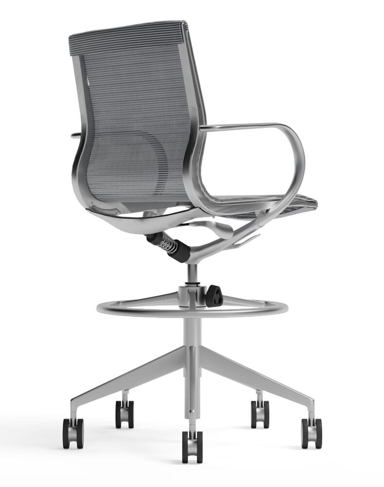 Алюминиевый поворотный рабочий офисный стул с колесами для чертежника WORKSPACE Sterling Mesh ARCH-00059667 - Вид №4