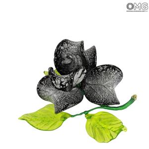 1549 ORIGINALMURANOGLASS Чёрный цветок из муранского стекла 12 см