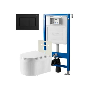 91937710 Комплект инсталляция и унитаз POINT Деметра PN41121 PN48564BM цвет кнопки черный цвет чаши белый STLM-1432985