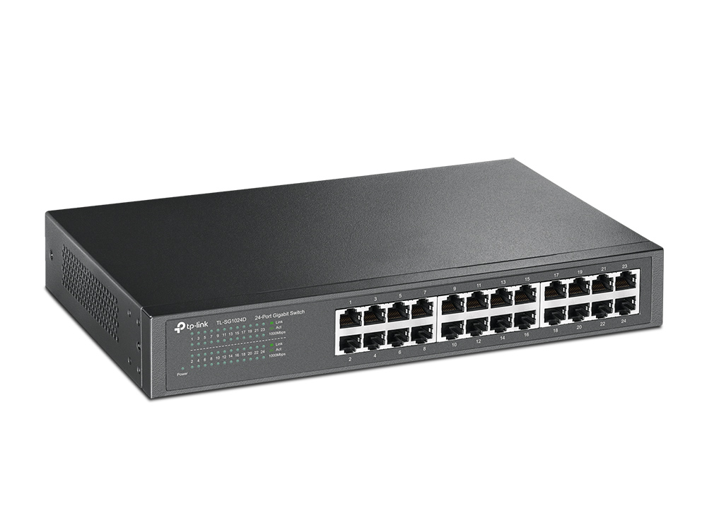 TL-SG1024D 24-port gigabit desktop/rachmount switch, 24 10/100/1000m rj45 ports, 13-inch steel case TP-Link Santreyd  - Вид №1