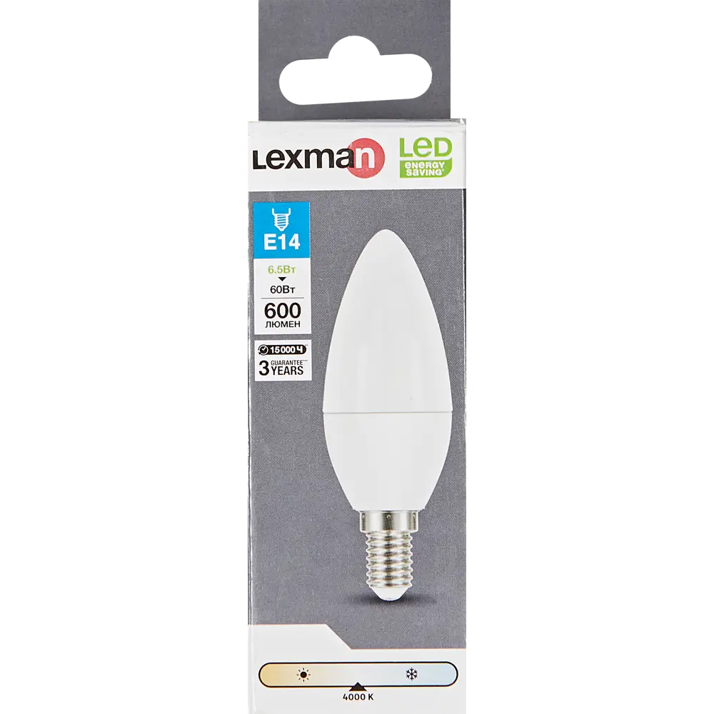 Лампа светодиодная Lexman Candle E14 175-250 В 6.5 Вт матовая 600 лм нейтральный белый свет 82991592 STLM-2143039  - Вид №4