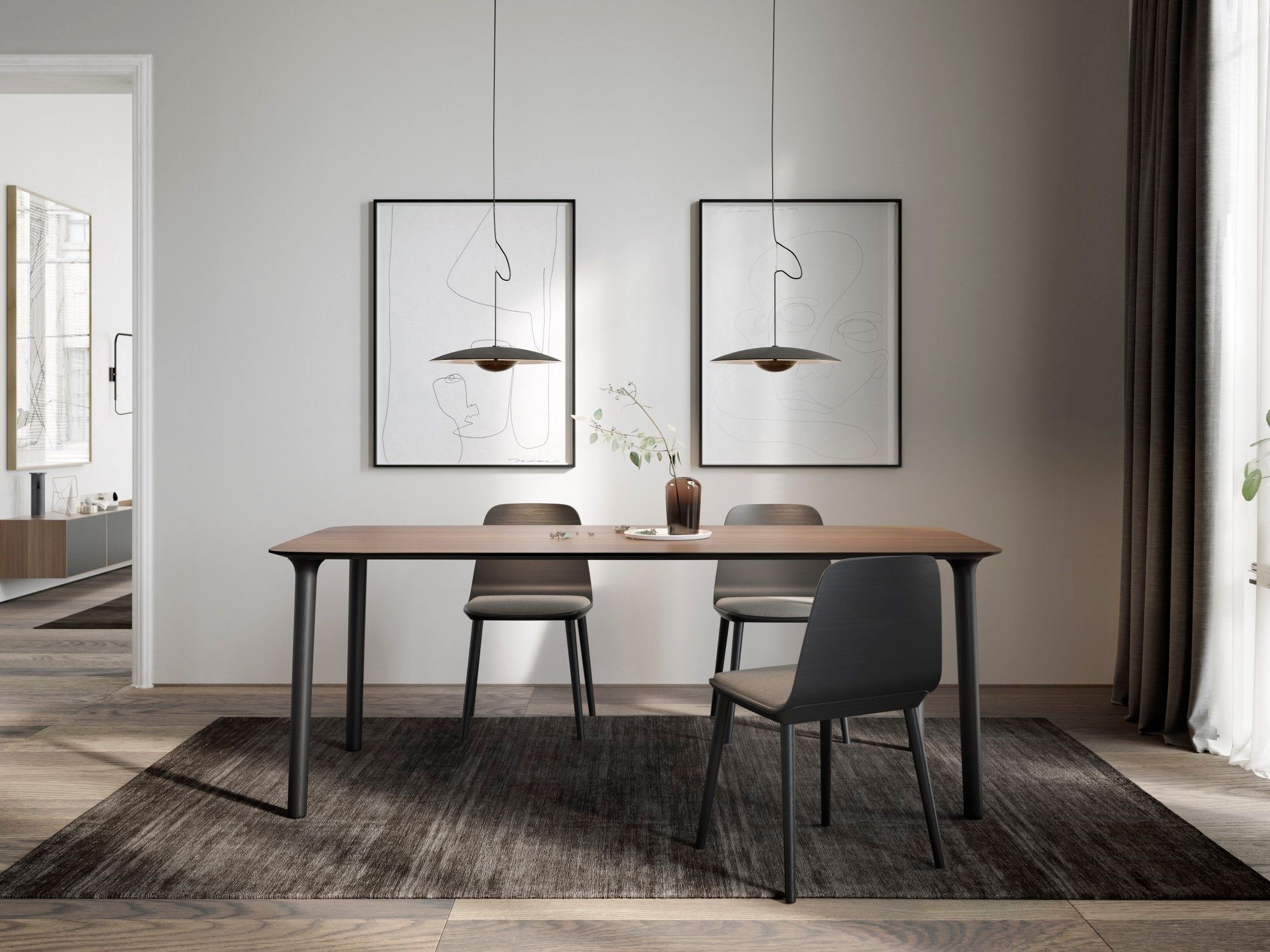 Деревянный стул с мягким сиденьем TREKU Bisell ARCH-00040532