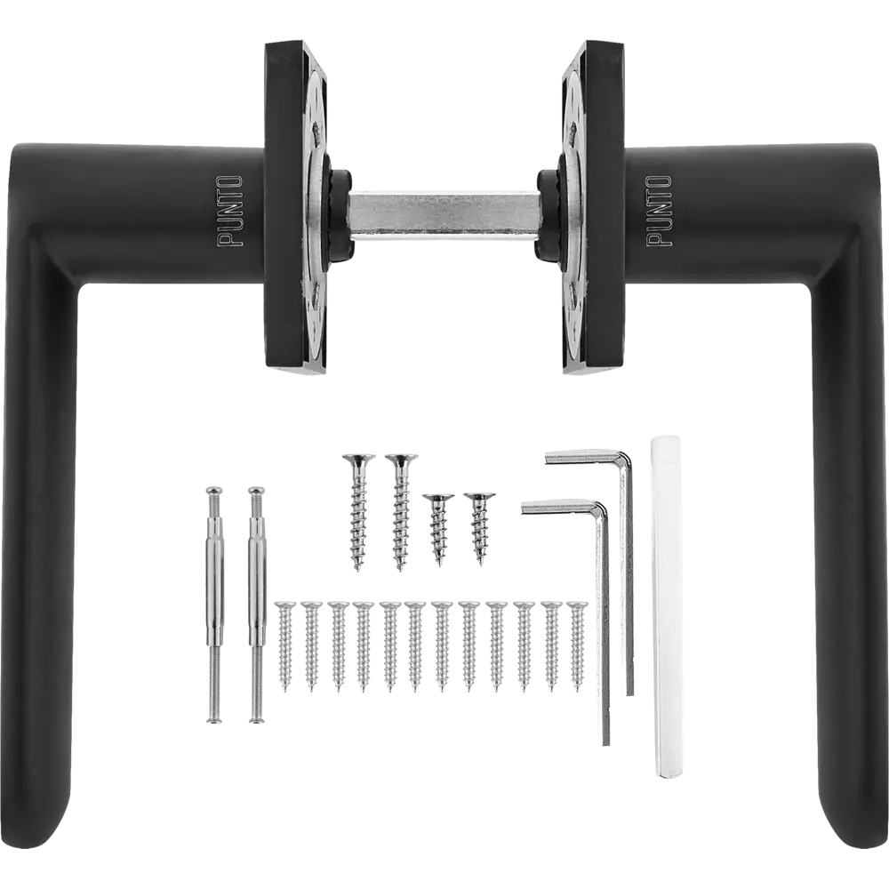 Дверные ручки Punto Porto с запиранием комплект цвет черный STLM-2183824 - Вид №1