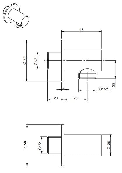 Набор для душа из латуни с ручным душем Rubinetterie Treemme Ran ARCH-00037570 - Вид №5