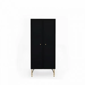Шкаф распашной двухдверный с металлическими ножками 150х62 см черный Moon BRAGIN DESIGN MOON 00-3862431 Черный