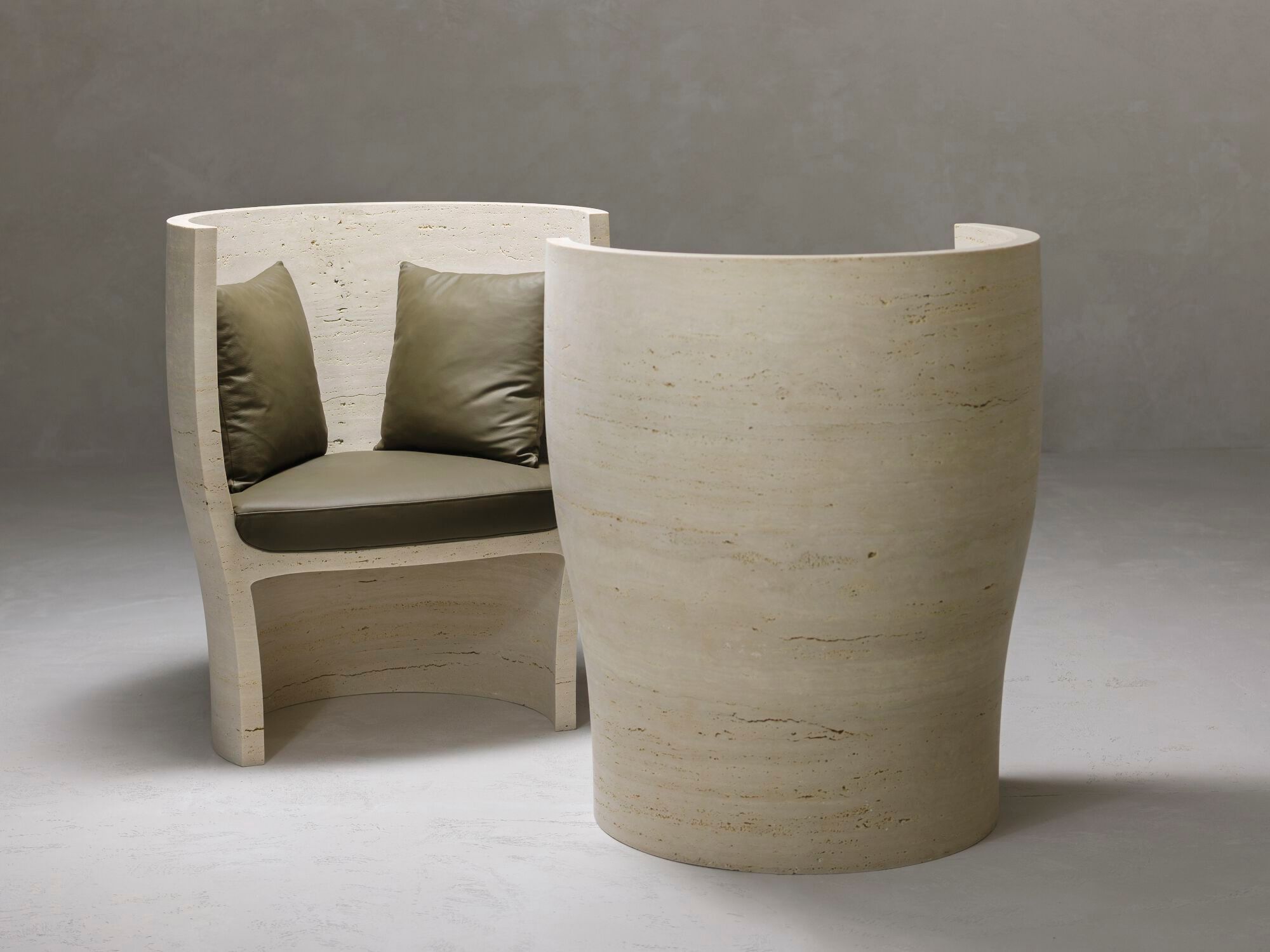 Кресло из травертина с высокой спинкой Kreoo HOLLY ARCH-00124254 - Вид №2