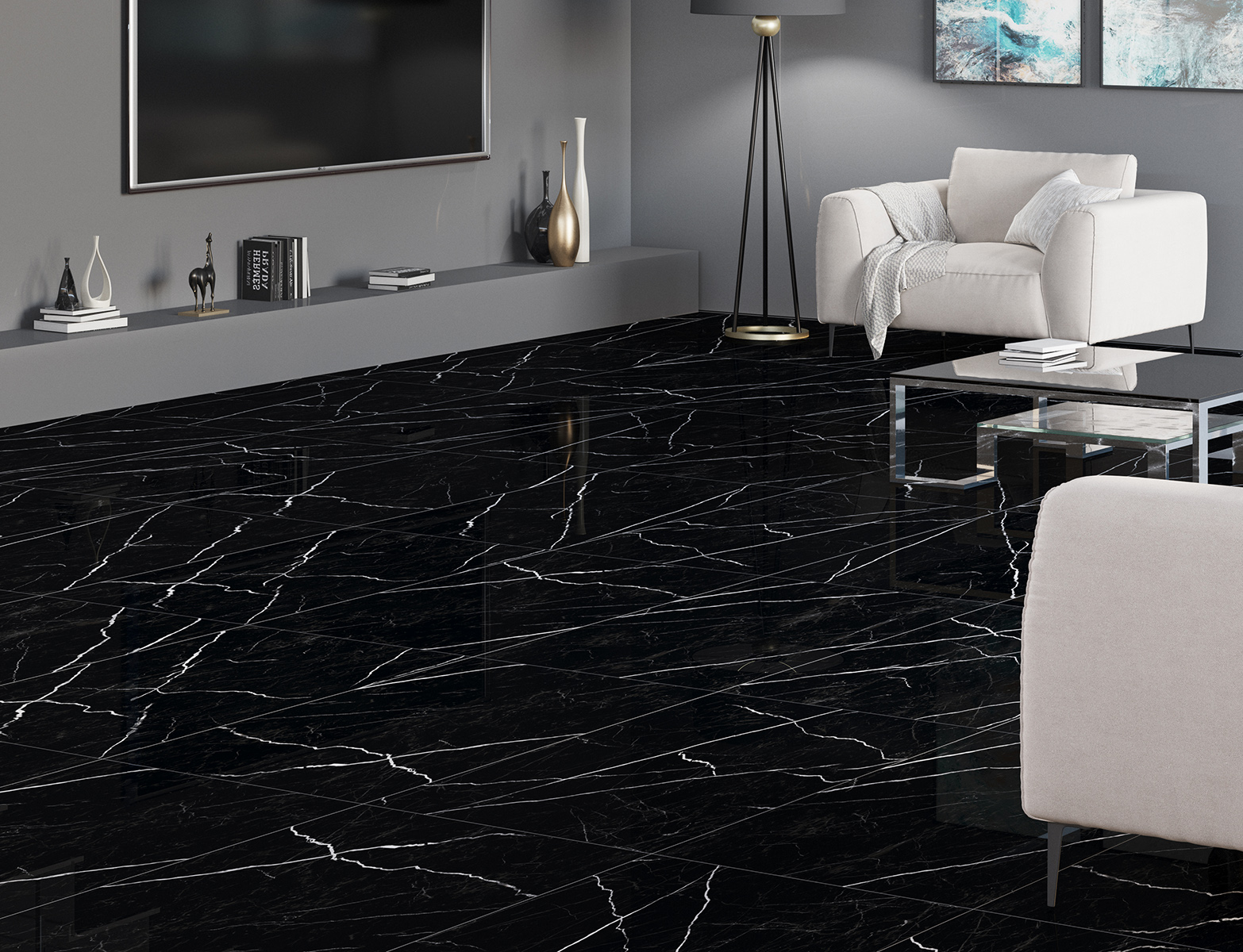 PALACIO Nero Marquina – Элегантность черного мрамора STP-ST510 INCOLOR - Вид №4