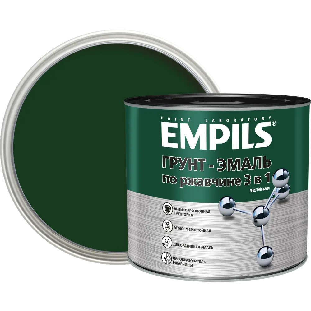 Грунт-эмаль по ржавчине 3в1 Empils PL гладкая цвет зеленый 2.7 кг STLM-2051804