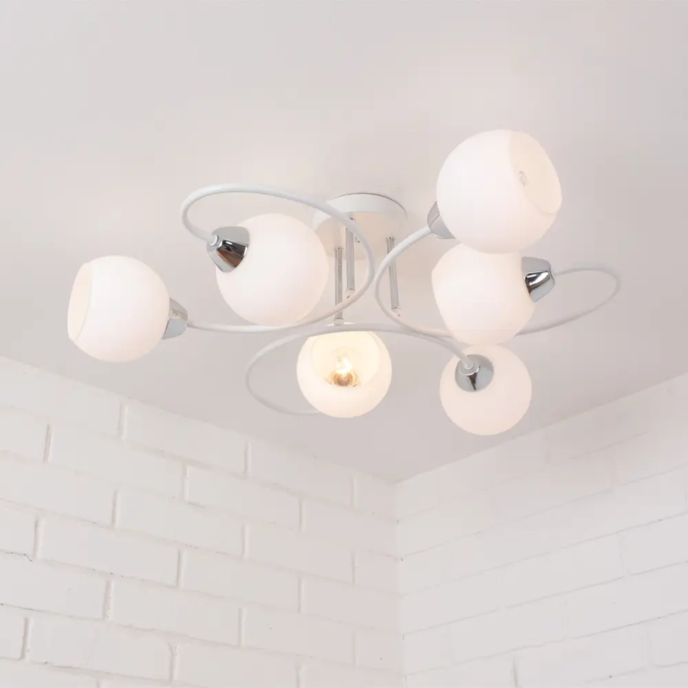 Люстра потолочная «Bitongo» 74523-6 6 ламп 18 м² цвет белый SCHAFFNER STLM-2203515 - Вид №2