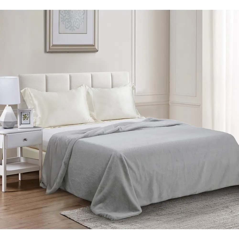 Плед Enalie Granit 5 200x220 см велсофт цвет светло-серый INSPIRE STLM-2038076 - Вид №4