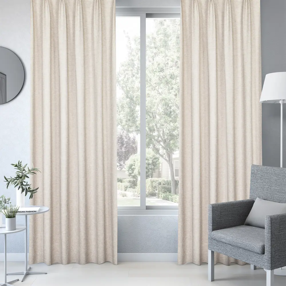 Штора на ленте Inspire Pinto 160x280 см цвет бежевый 89343225 STLM-2035220 