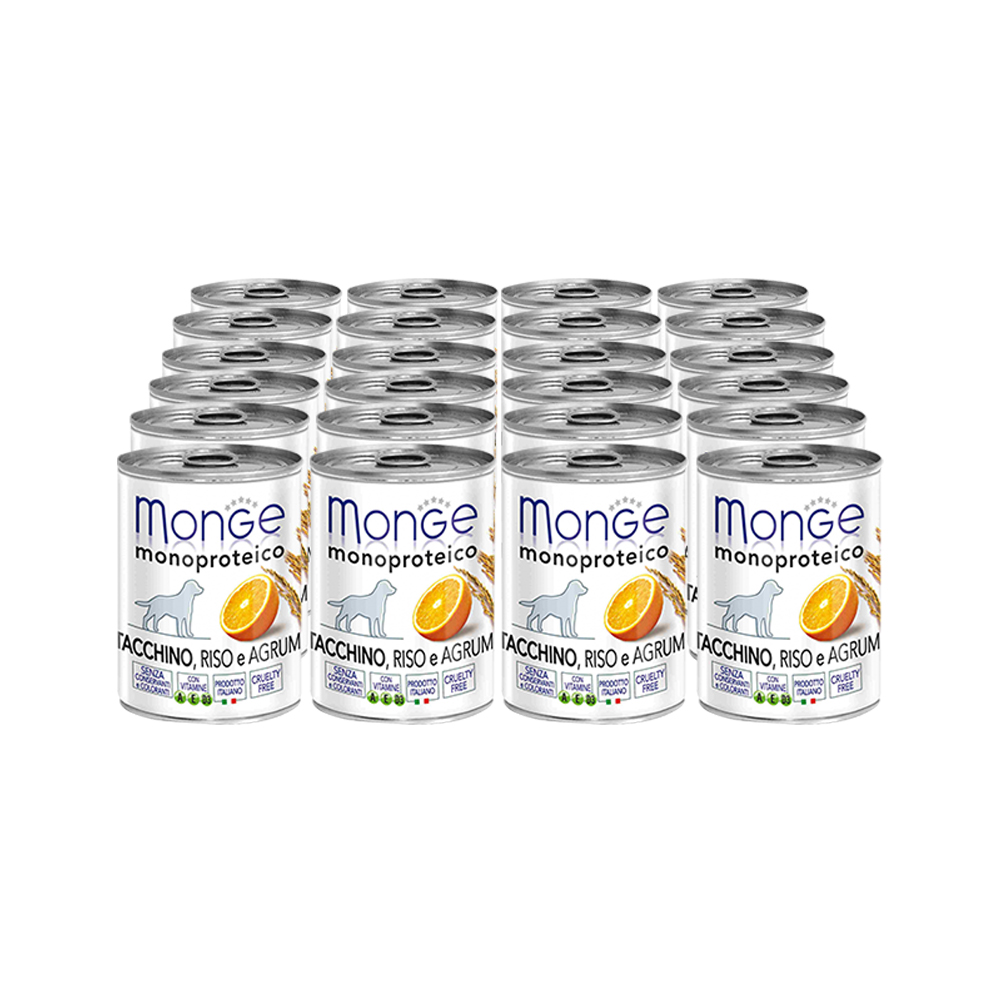 ПР0036649*24 Корм для собак Dog Monoproteico Fruits паштет из индейки с рисом и цитрусовыми конс. 400г (упаковка - 24 шт) Monge 