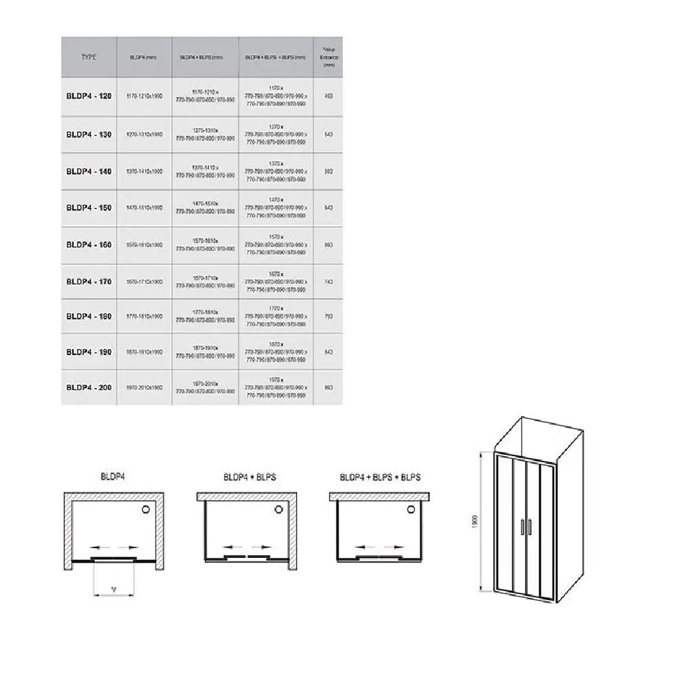 Душевая дверь раздвижная Ravak Blix BLDP4-180 см 0YVY0U00ZG