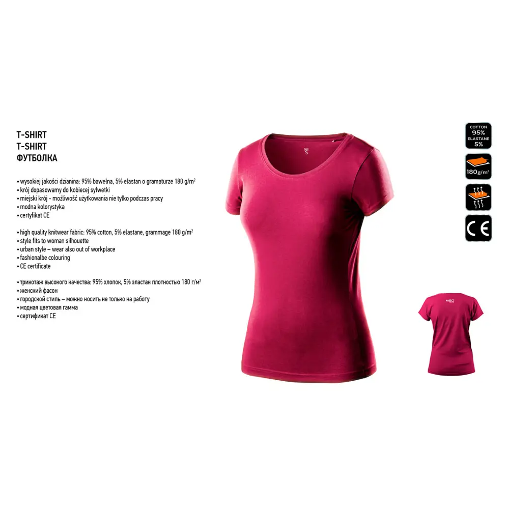 Футболка женская Neo Tools Woman line бордовая размер XXL рост 183 STLM-2019152 - Вид №1