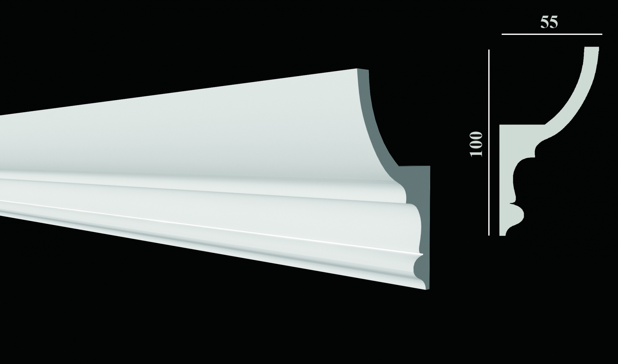 90015694 Плинтус потолочный дюропласт ударопрочный под LED подсветку DD507 белый 5,5х10х200 см STLM-0086488 DECOR-DIZAYN