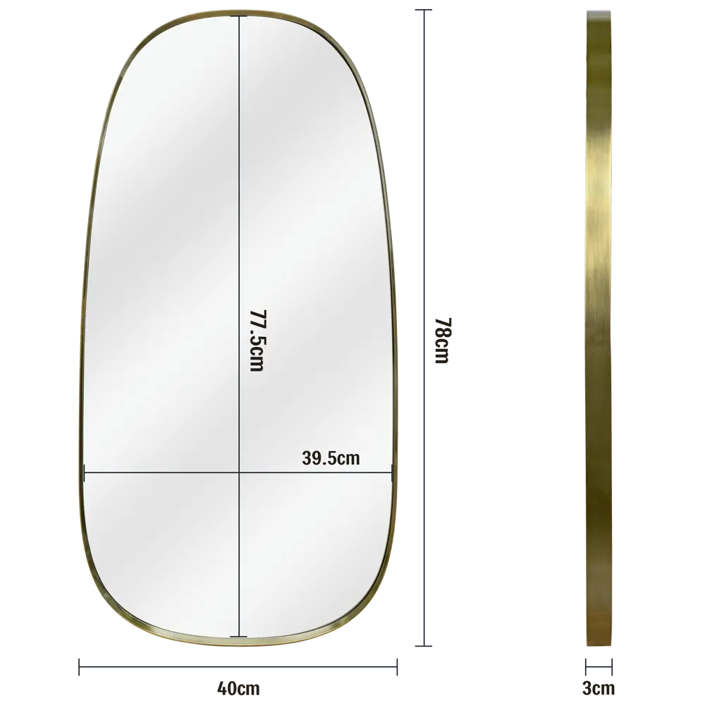 Зеркало декоративное KREAFORTA Glam Brass овальное 40x78 см металл цвет золотистый STLM-2181402 - Вид №4