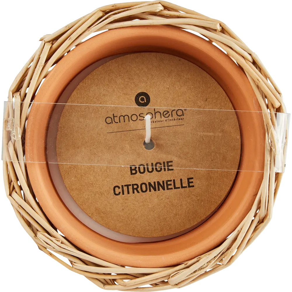 Свеча в керамическом подсвечнике Atmosphera Ротанг коричневая 12.5 см STLM-2043636 - Вид №3