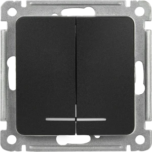 Выключатель встраиваемый Hegel Мастер 2 клавиши с индикатором цвет черный