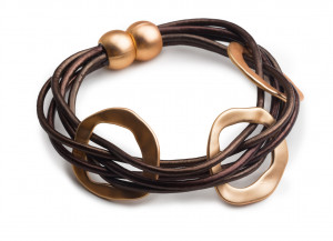 MIX_1996_1 Браслет кожа, металл 4 цвета, алюминиевые кольца Mix Culture