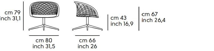 Спицевое вращающееся кресло с подлокотниками Midj P47 ARCH-00090920 - Вид №3