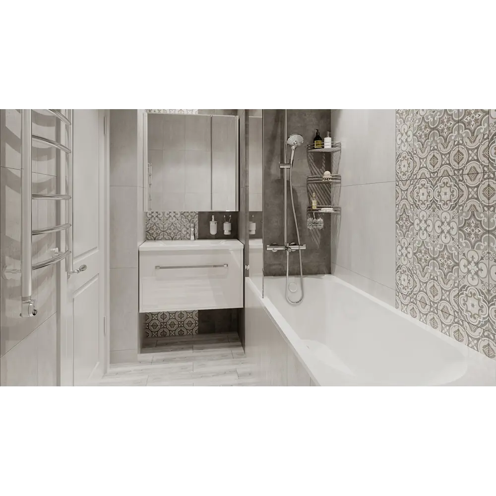 Керамогранит «Патч» 60x15 см 1.36 м2 цвет серый BELANI STLM-2016694 - Вид №4