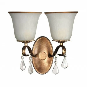Бра со стеклянным плафоном на 2 лампы белое Borgese Borgese E 2.1.2.602 GB ARTI LAMPADARI ФЛОРИСТИКА 00-3931166 Белый;золото