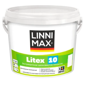 Краска для стен и потолков Linnimax Litex 10 моющаяся матовая цвет белый база 1 2.5 л