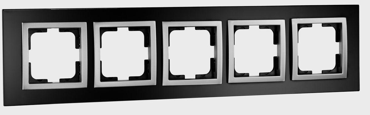 107-720000-164 Рамка 5-постовая чёрное стекло Mono Electric Style Glass