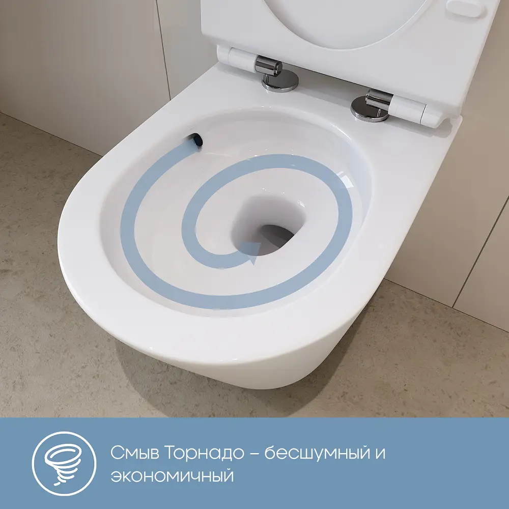 Комплект инсталляция с унитазом Tece Aqd Ovot S955203OV0110, с микролифтом, клавиша цвет белый STLM-2181869 - Вид №3