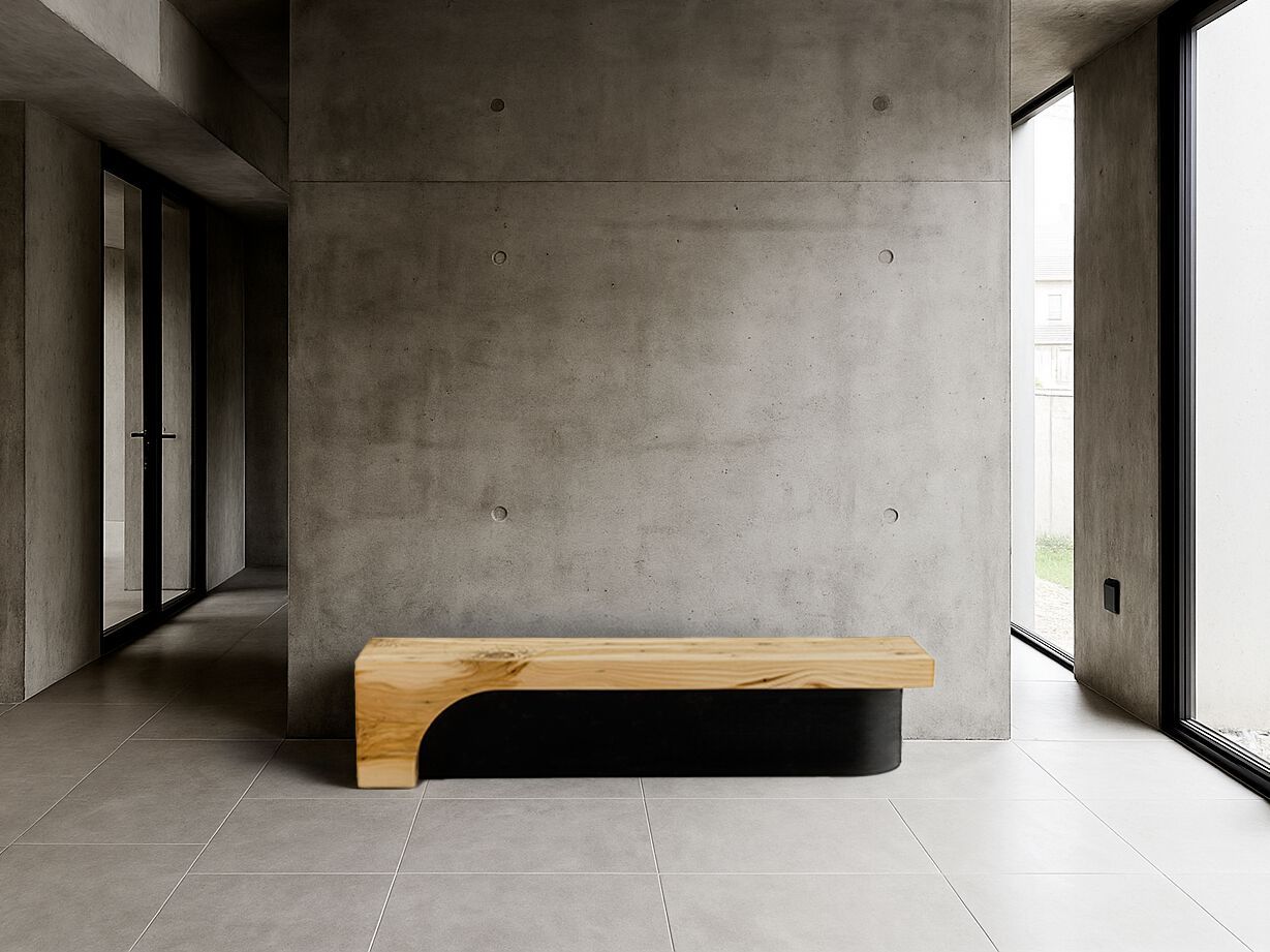 Скамейка из цельного кедра и металла Riva 1920 BECCO ARCH-00013171 - Вид №1