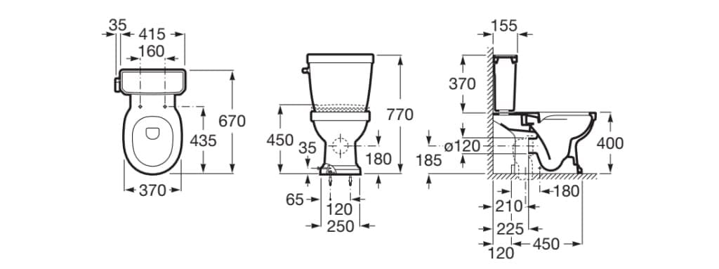 Китай моноблочный туалет с внешней кассетой Roca Carmen ARCH-00075670 - Вид №1